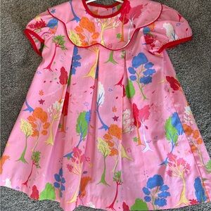 Colorful Tree Print Pink Dress